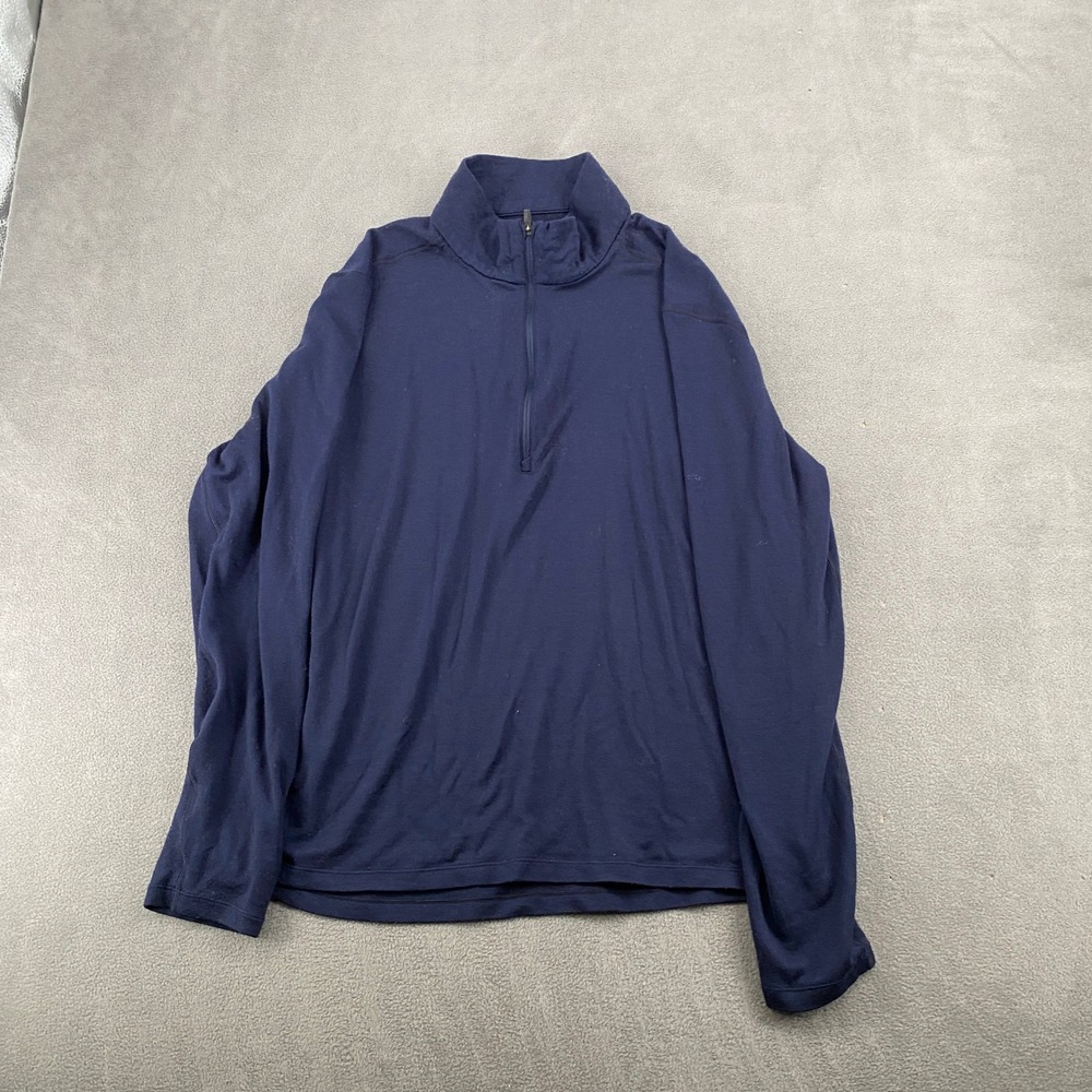 Icebreaker‎ 260 Merino Wool Mens XL Navy Blue Quarter Zip Base Layer Top 755733